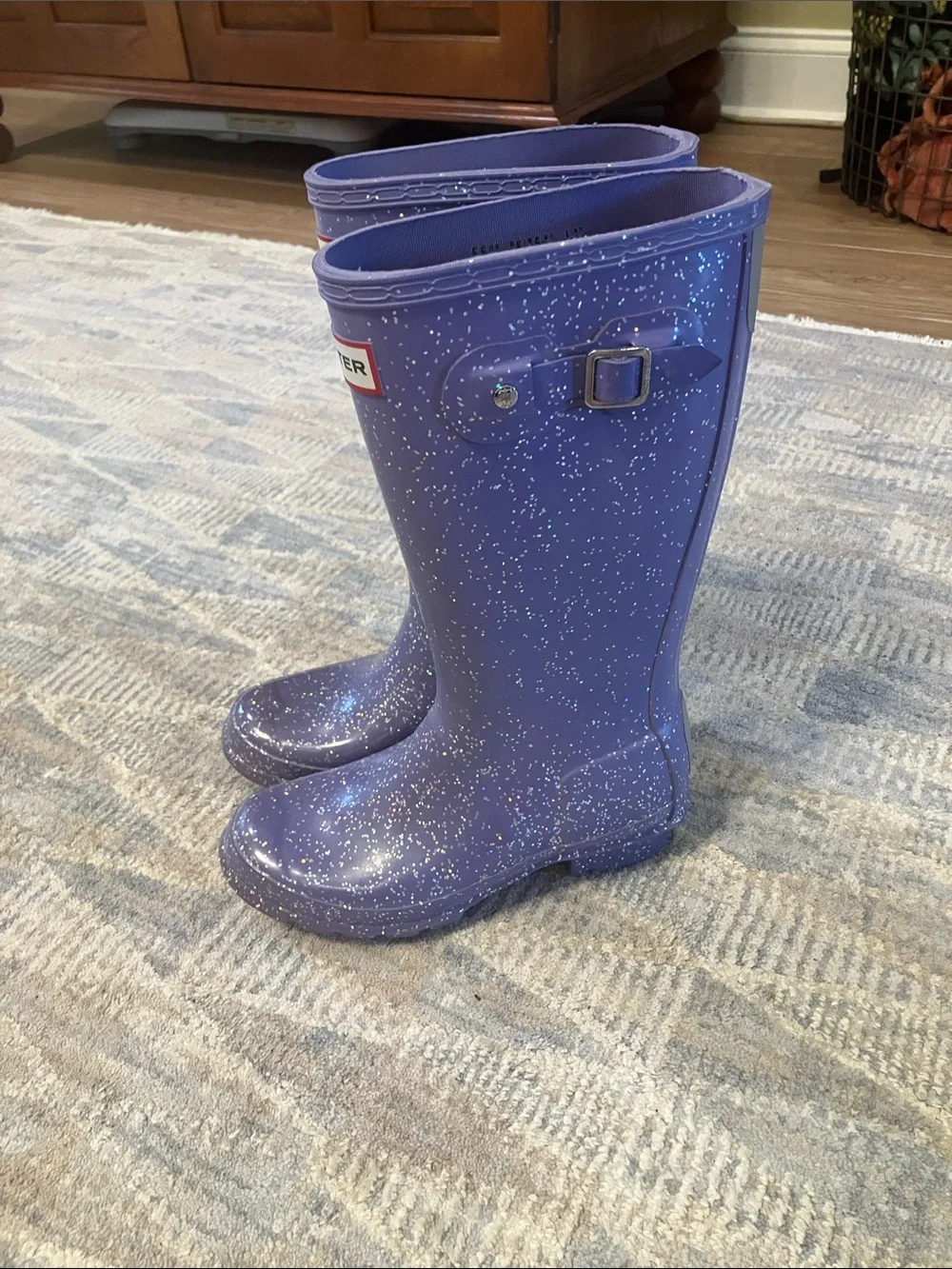 Hunter Kids First Giant Glitter Rain Boots in Purple Burst